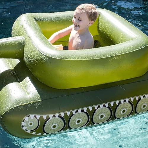Inflatable Tank Pool Float with Water Gun for Kids Adults, Extra-Large,Ride-On Water Toy for Swimming Pool Party