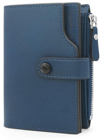 HNOOM Portefeuille Homme RFID Bloquant Porte Monnaie Cuir PU Porte Feuille avec 17 Porte Carte, Portefeuille Vertical pour Hommes avec Porte Monnaie Zippé (Bleu)