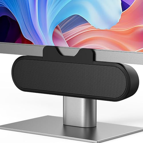 VELATEMOR Barra de Altavoz USB, Altavoz de Computadora Negro, Estéreo de Alta Definición, Control de Volumen de Sonido Fuerte, Cable USB Que Sujeta Fácilmente la Pantalla del Altavoz de