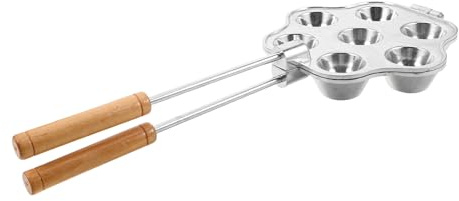 IMIKEYA Molde para Tartaletas Mini Huecos con Mango de Madera Moldes Reutilizables para Tartas Cupcakes y Puddings Bandeja de Acero al Carbono para Postres Pequeños