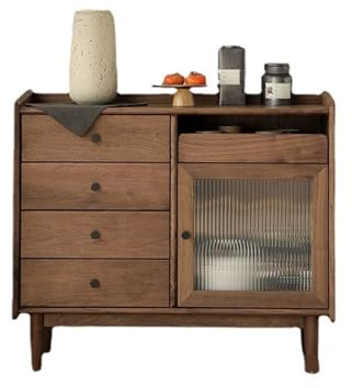 yixinzi-2024 Buffet de Rangement Buffet en Bois Massif, Petit Buffet de Rangement Couleur Noyer for la Salle à Manger, bûches