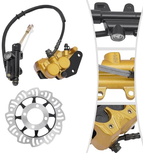 Motocross hydrauliska bromssatser, bromsok bak, motorcykelreservdelar, premium komplett set inklusive robust bromsskiva och beläggning, för 49–125 cc 4-takts dirtbike, pitbike och offroad