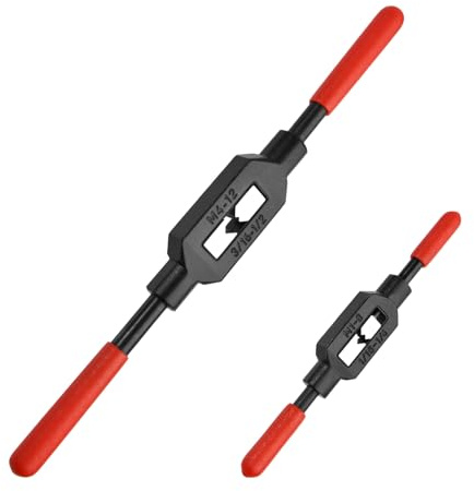SPEEDWOX - Juego de 2 llaves de roscado ajustables, herramienta de roscado manual para roscados y escariadores, protección preengrasada, mango antideslizante de plástico, herramienta de roscado para