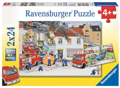 Ravensburger Puzzle Bei der Feuerwehr - 2x24 Teile Puzzle ab 4 Jahre | 2x24 Teile Puzzle, Kinderpuzzle ab 4 Jahre, Ravensburger Qualität
