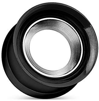 Tapsi´s Coolbodyart® Double Flared Tunnel Schraubverschluss Edelstahl Chirurgenstahl 316L Schwarz Poliert 12mm