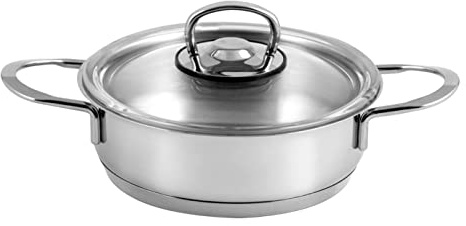 INOXPRAN - Minicasseruola Bassa INOXMINI in Acciaio Inossidabile, con Coperchio in Vetro, Dimensioni 27x18x7cm, Utilizzabile su Tutti i Piani di Cottura compreso l'Induzione (600)