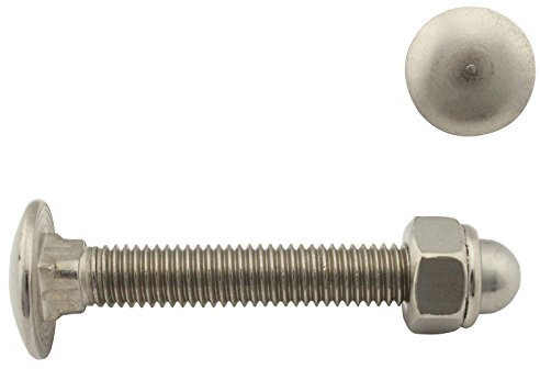 Flachrundschrauben/Schlossschrauben mit Hutmuttern (selbstsichernd) - M5x35 - (100 Stück) - Vollgewinde - DIN 603 / DIN 986 - Edelstahl A2 (V2A) - SC603 / SC986