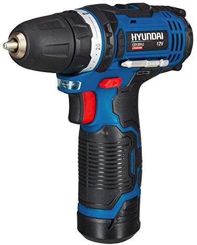 HYUNDAI Akkuschrauber CD1201LI SET, Akkubohrschrauber 12V, Akkubohrer, Bohrmaschine im Koffer mit 1 x 2.0Ah Akku, Schnellladegerät, inkl. 13-teiligem Zubehör