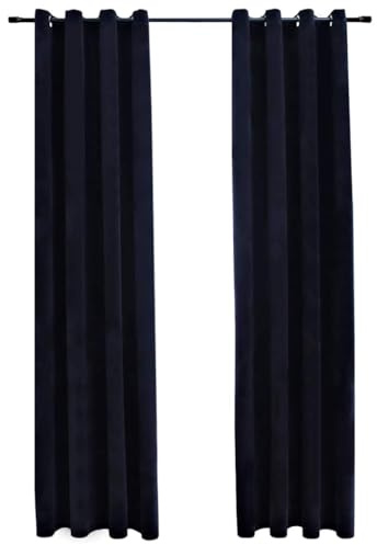 vidaXL 2X Vorhang Verdunkelung mit Ösen Verdunkelungsvorhang Kräuselband Ösen Schlaufe Thermo Gardine Blickdicht Samt Schwarz 140x245cm