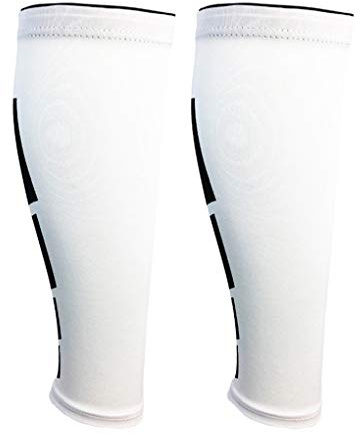 Xindiqiu Mangas de Compresión para Pantorrillas Calcetines para Piernas Hombre y Mujer Medias de Compresión Pantorrilleras Compresion Blanco Talla M