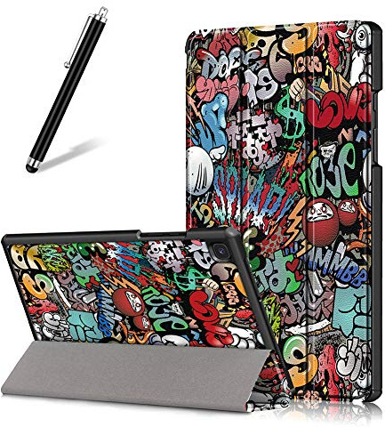 Artfeel Hülle für Samsung Galaxy Tab A7 2020 10.4 T500/T505/T507,Ultra Dünn Leicht PU Leder Tasche Schutzhülle Schlank Flip Folio Dreifach Ständer Tablet Hülle,Graffiti