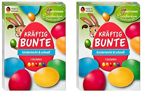 Heitmann Eierfarben Kräftig Bunte - 5 flüssige Kaltfarben - Ostern - Ostereier bemalen, Ostereierfarbe - Grün, Blau, Gelb, Orange, Ro (2)
