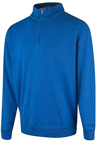 Island GREEN Men's Men's 1/4 Zip Lined Knit Jumper Sweater, Marine/Charcoal Marl, M UK