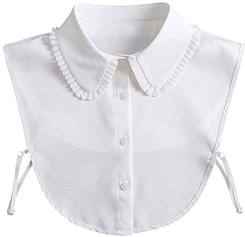 LoudSung Detachable Half Shirt Blouse False Collar Folding Design for Women Girls White