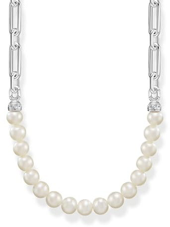 THOMAS SABO Kette Glieder und Perlen silber 925 Sterlingsilber, Geschwärzt