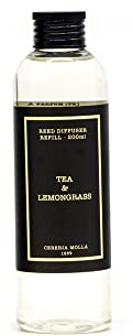 Cerereria Molla 1899 Nachfüller Nachfüller für Duftstäbchen 200 ml Tea & Lemongrass Zitrus frische Limette Zitronengras inklusive neuen schwarzen Duftstäbchen