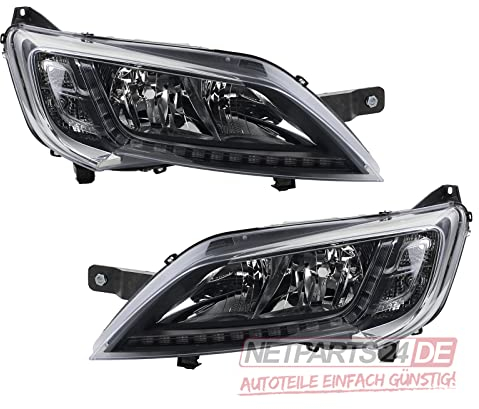 Johns, Scheinwerfer Set Halogen passend für Fiat Ducato 250 14- chrom LED TFL Lin. Rec.