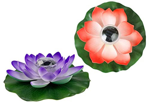 YARNOW 2pièces Lotus à Énergie Solaire Lampe LED Extérieur Décorations Lumineuses Accessoires De Mise Scène Lumière