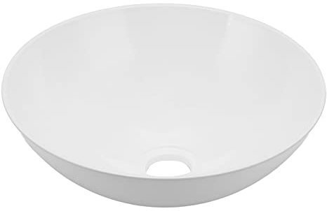 Akozon Lavello per 327,6x129,1 Mm Lavandino della Nave di Vanità Ciotola Rotonda Bianco Lavandino del Bagno Acrilico per Caravan, Yacht, Bagno