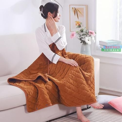 Sysow Electric Blanket Single, 75x120cm Heated Blanket USB Powered 5V Energy Efficient, 3 Temperature Setting, Soft Flannel, Electric Heated Blanket Throw for Sofa Chair, Machine Washable (Brown)…