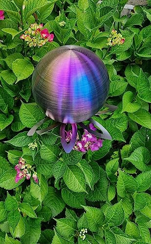 Jürgen Bocker Garten-Ambiente Blütenzauber Paris Rosenkugel 15 cm Edelstahl Gartenstecker Deko mit Stab 80 cm (Rainbow matt)