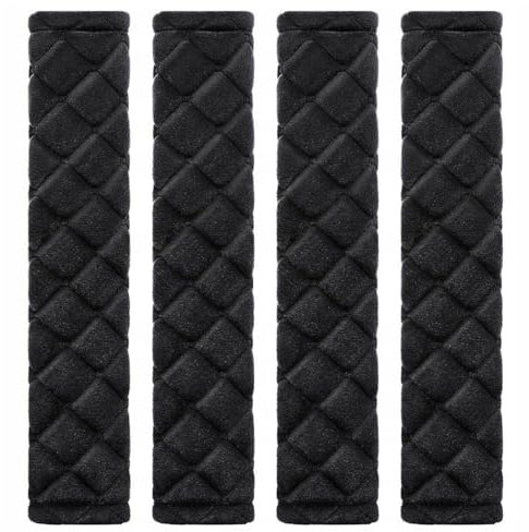 XIKSJW Gurtpolster Auto Sicherheitsgurt Schulterpolster4 Pcs Seat Belt pad SamtoberflächeAbdeckung Schultergurt Pad für Autofür Erwachsene Kinder (4 Pcs Black)