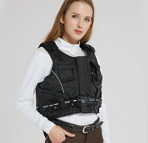 Luminexia Reitschutzweste,Reitweste für Kinder,Erwachsene,verstellbare Schultern,Taille,Reißverschlussdesign,bequemer Rundhalsausschnitt,Sicherheitsweste Weste Reitensport Körperschutz
