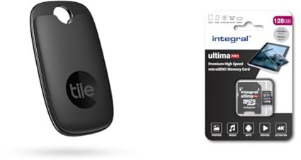 Tile Pro (2022) Bluetooth Item Finder, 1 Pack, 120m finding range, works with Alexa and Google & Integral 128GB Micro SD Card 4K Video Premium High Speed Memory Card SDXC Up to 100MB s Read