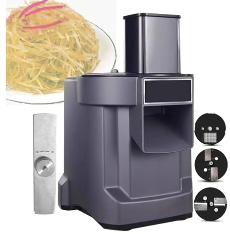Rallador de Queso Eléctrico 3 en 1 para Verduras y Máquina Cortadora de 2,5 Mm, Picadora Automática de Frutas y Verduras para el Hogar Comercial, Máquina para Cortar en Cubitos con Moldes para Cortar