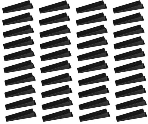 40 Pcs Fence Panel Wedges, Plastic Wedges for Fence Panels, 85x20x15mm, Tile Leveling Insert Locator, Reusable Tile Spacers for Laying Ceramic, Rattling Fences (Black)