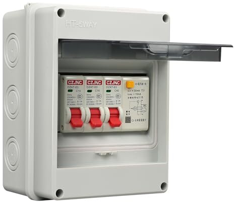 MaxAwe Consumer Fuse Box Unit 2 Way, IP65 40A RCD 2MCB 10A+16A Waterproof Plastic Leakage Circuit Breaker, Circuit Breaker Panel Garage Consumer Unit, Protective Housing Consumer Unit Fuse Box