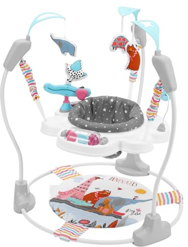 VEVOR Babywippe, Baby-Aktivitätszentrum, 360° drehbar & höhenverstellbar, Spiel-Jumper für Kleinkinder mit Entwicklungsspielzeug, Musik, Lichtern & Geräuschen, Baby-Jumperoo für Kinder ab 6 Monaten
