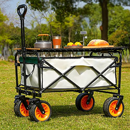 Zusammenklappbarer Wagen, faltbarer Hochleistungs-Wagen mit stoßdämpfendem 8-Zoll-Pu-Schaum-Rad und verstellbarem Griff, 200 kg Tragkraft mit Aluminium-Tischwagen für Einkäufe im Freien,A