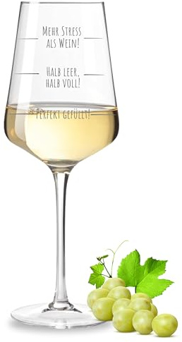 Leonardo Puccini Weinglas mit lustigem Spruch Mehr Stress als Wein! Geschenk für Frauen und Kollegin Geschenkidee zu Weihnachten oder Geburtstag
