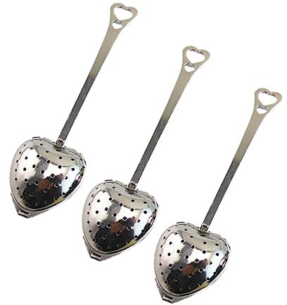 Amosfun 10pcs Stainless Steel Heart Infuser Tea Strainer Spoon Tea Leaf Infuser Handle for