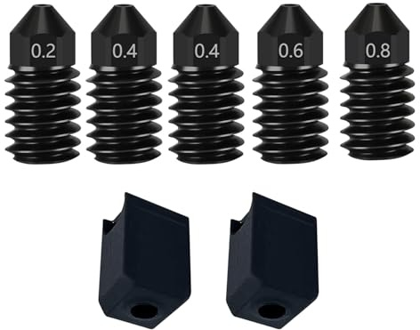 HzdaDeve Buses en acier trempé pour P1P/P1S/X1/X1C/X1E/Kobra 3 Combo/Kobra S1/aventurier 5M/5M Pro 0,2 mm, 0,4 mm, 0,6 mm, 0,8 mm, haut débit, résistantes à l'usure avec revêtement en silicone