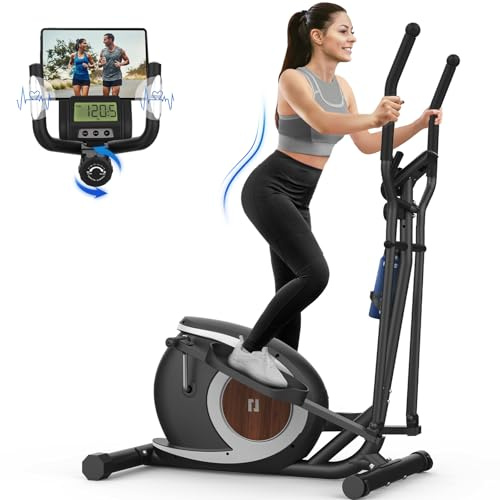 Vélo Elliptique, Elliptique Magnétique Ultra-Silencieux avec 16 Niveaux de Résistance, écran LCD, Pédale Antidérapante, Capacité de Charge 265 LBS, Appareil Elliptique à Ddomicile (Noir)