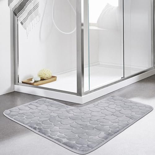 Comebachome Alfombra de Baño en Forma de L, Absorbente, Antideslizante, Lavable en Lavadora, Gris, 80x80 cm