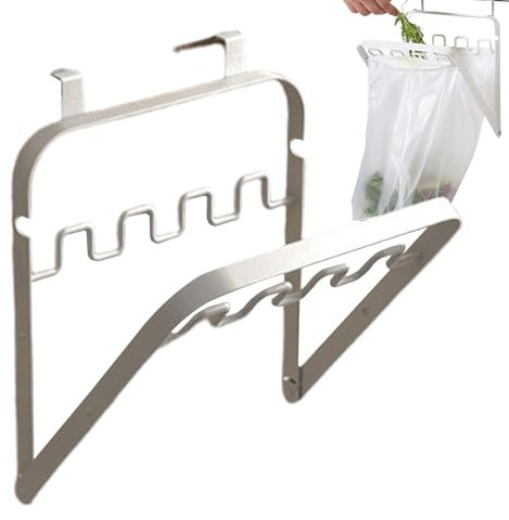 Percha para bolsas de basura para gabinete, soporte para bolsas de basura - Soporte para bolsa de basura de cocina colgante | Soporte de bolsa de basura de metal para puertas de cocina, suspensión ple