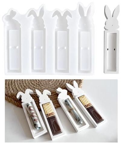 4 Stück Silikonformen Gießformen Ostern, Osternhase Silikonform Ostern Geldgeschenk, Gipsformen Zum Gießen Osterhase, Pralinenschachtel Gießformen Silikon Ostern für Geldgeschenke