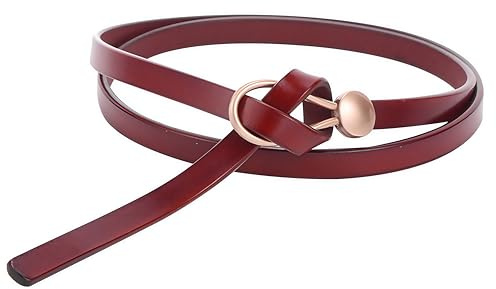 Pandalein Schmaler Taillengürtel für Damen Skinny Belt Frauen Ledergürtel Retro Kleidergürtel Mode Leder Hüftgürtel Verstellbarer Dünner Gürtel für Kleider Jeans Mantel