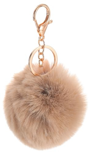 QUARKZMAN Pom Pom Schlüsselanhänger, Kunstpelz Puff Ball Schlüsselanhänger, Weicher Niedlicher Plüsch Flauschiger Ball Schlüsselring für Damen Geldbörsen Handtaschen Rucksack (Weiß)