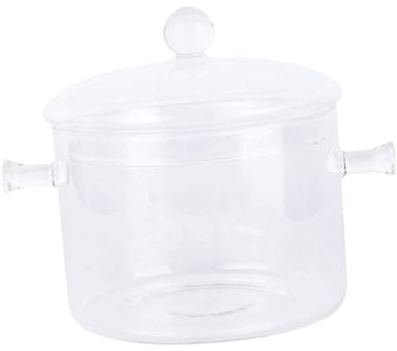 Holibanna Cuenco De Vidrio Transparente De Olla De Vidrio Para Cocinar y Sopa Resistente Al Calor Apta Para Microondas Para Cocina