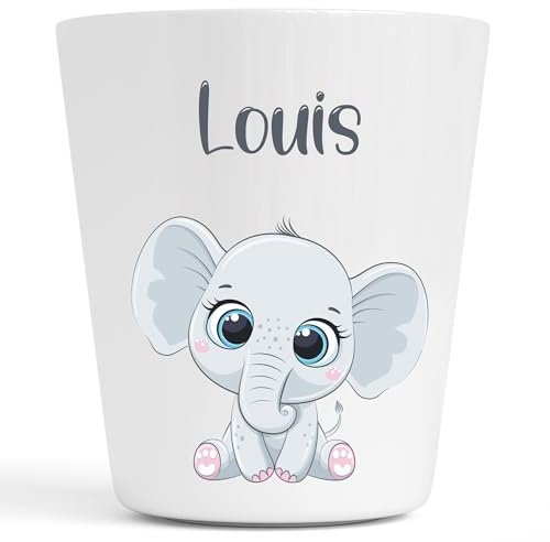 Générique Gobelet en Plastique pour Enfants | Gobelet Personnalisé avec Nom |Verre Plastique Incassable Personnalisé motif animaux : tigre, lion, léopard, zèbre, crocodile, éléphant, panda (éléphant)