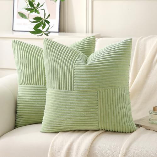 Yosodeko 2er Set Kordsamt Kissenbezug 40x40 Salbeigrün, Flauschig Boho Kissenhülle Kissenbezüge Sofakissen Couchkissen Dekokissen Zierkissenbezug Weich Deko für Couch Bett Sofa Wohnzimmer