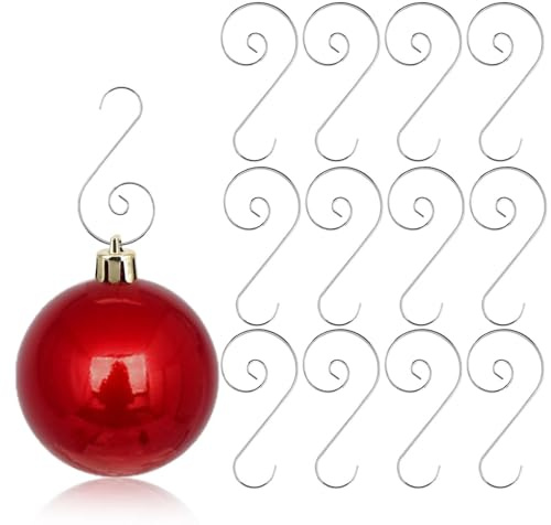 BOOSHMall 100x Haken für Weihnachtsbaumschmuck, Kugelaufhänger Baumhaken Weihnachtsbaumhaken in Silber, S-förmige Aufhänger für Christbaumkugeln Weihnachtsbaum Deko