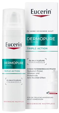Eucerin DermoPure Clinical Triple Action 3-fach tiefenwirksame Pflege 40 ml, exfolierendes Gesichtsserum mit Salicylsäure & Thiamidol, Behandlung von Unreinheiten und Akne