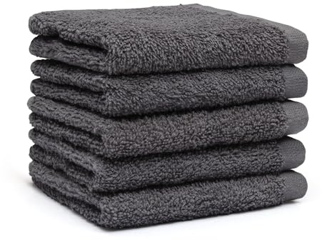 Björk Waschlappen 5er Set Grau Weiche Gesichtstücher aus 100% Baumwolle Frottee Waschbare & Wiederverwendbare Abschminktücher – Hochsaugfähige Reinigungstücher für Gesicht & Körper