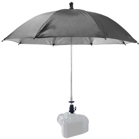 Camera Hot Shoe Umbrella, 360 Swivel DSLR Camera Sunshade & Rain Cover for Camera with Hot Shoe, Waterproof Photography Accessory for Outdoor Photographing, Filming, Live Streaming, 20 Inch