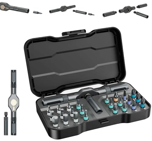 24-i-1-skruvmejselset, set med skruvdragare, magnetisk skruvmejselsats med avtagbart handtag, skruvdragarset för datorer, glasögon, cyklar, klockor, möbler och gör-det-själv-arbeten